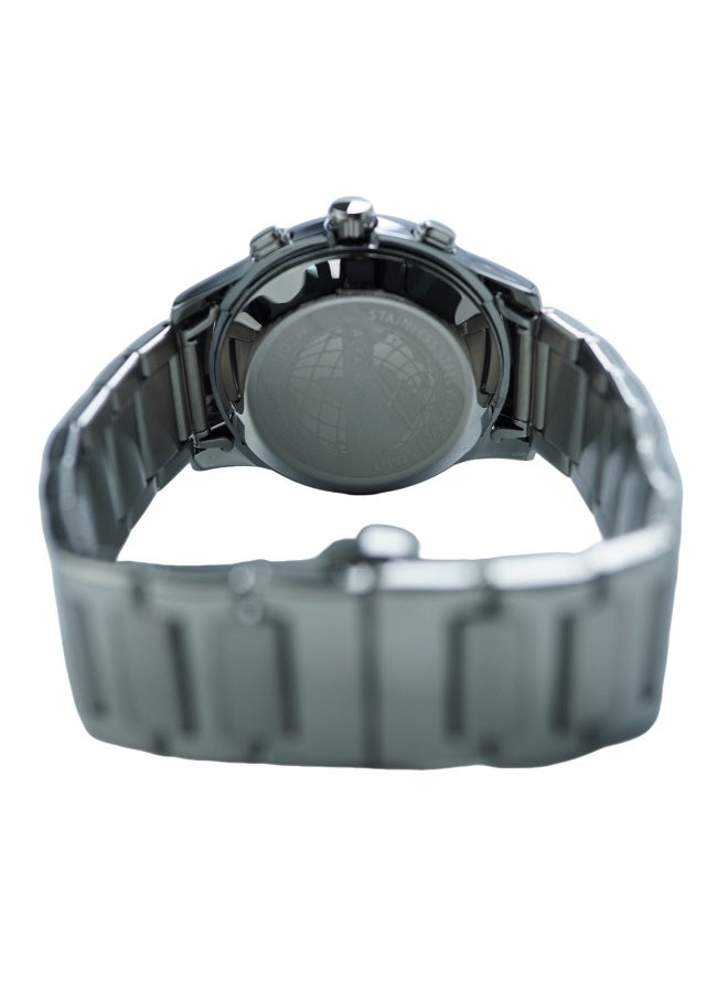 بلاكأنالوج + رقمي مستدير من الفولاذ المقاوم للصدأ للرجال WA-12SW - Image 2